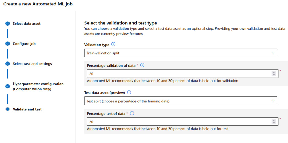 “Splitting the data to validation and test sets.